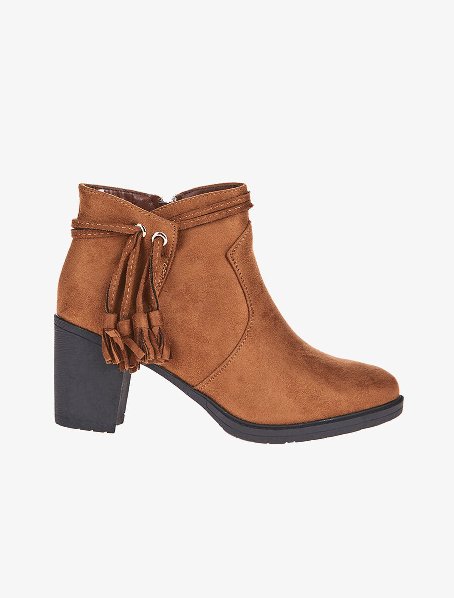 Bottines velours - camel - 1