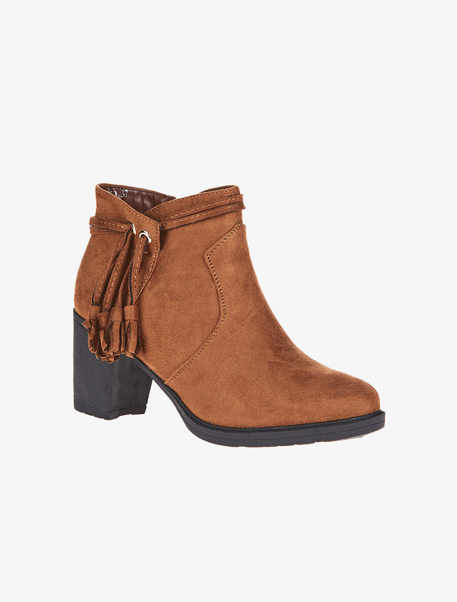 Bottines velours - camel - 2