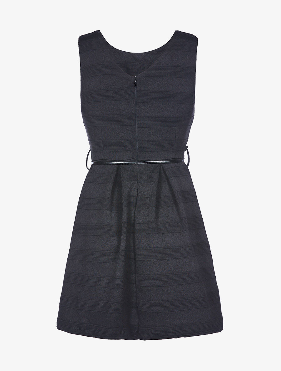 Robe évasée ceinturée - noir - 3