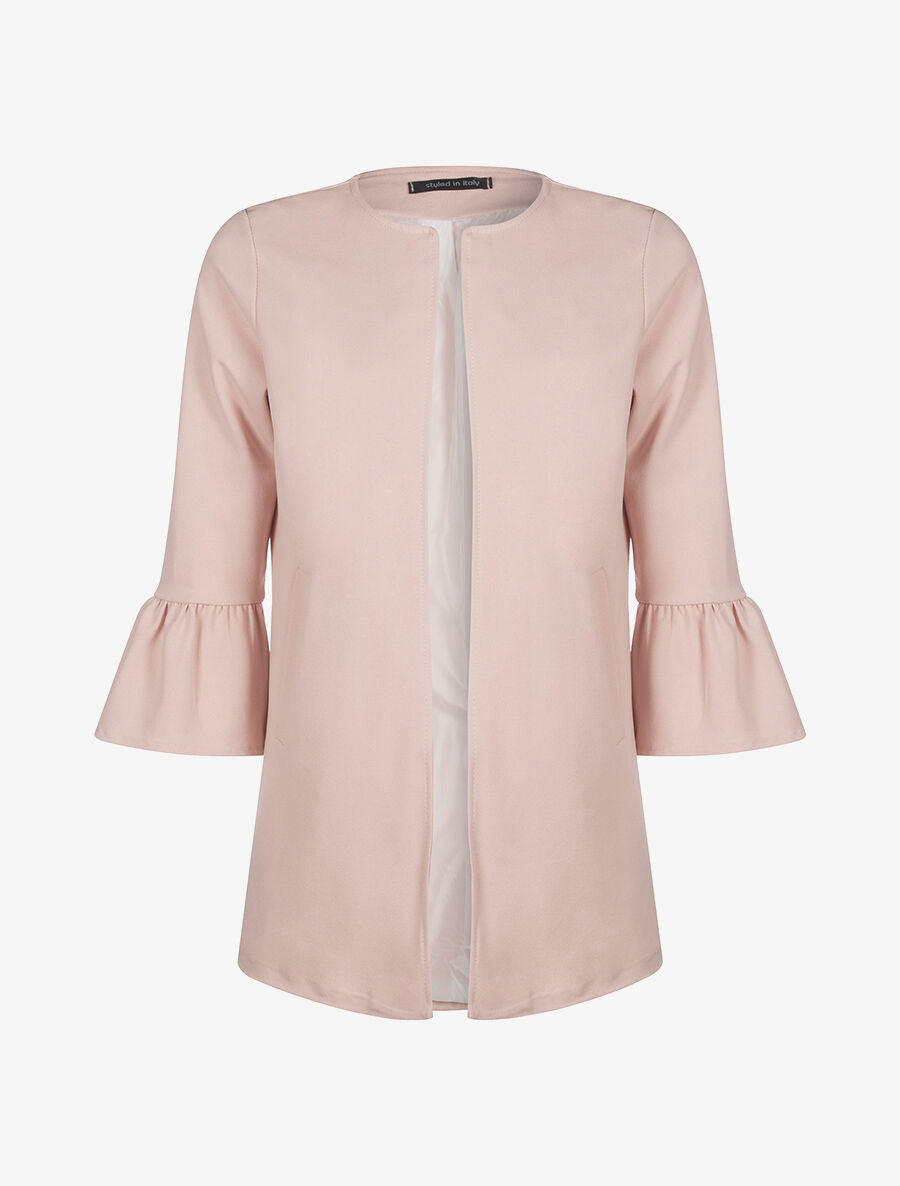 Veste longue manches à volant - rose - 1