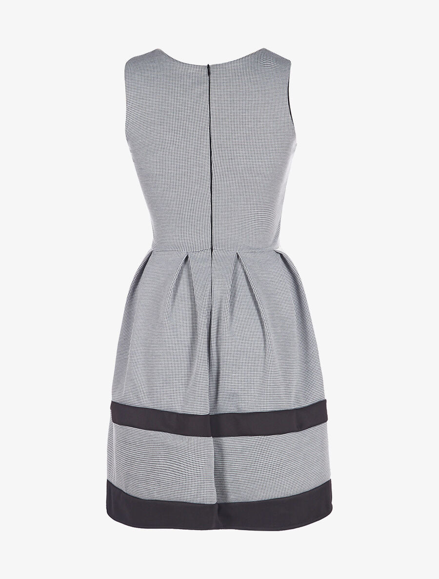 Robe pieds de poule évasée - gris - 2