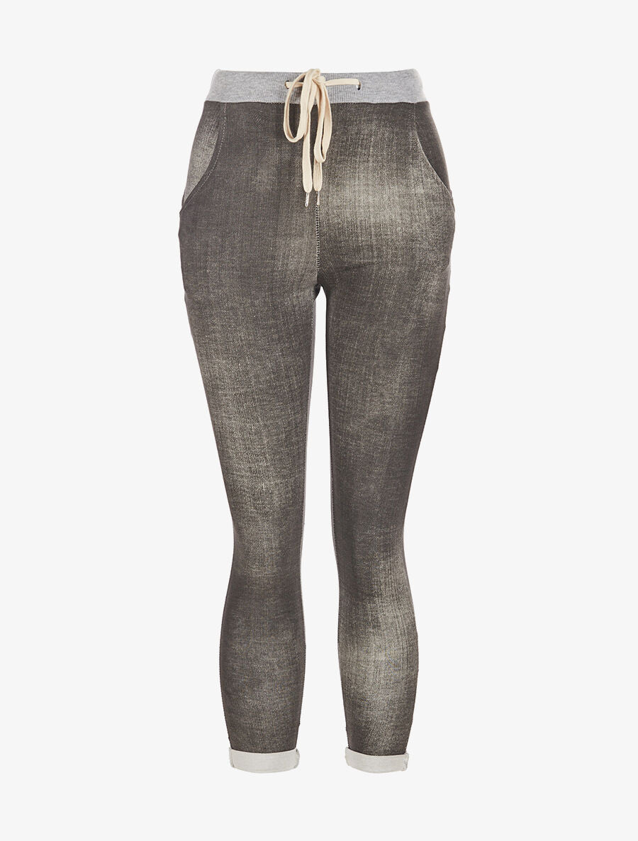 Jogpants effet denim - gris - 1