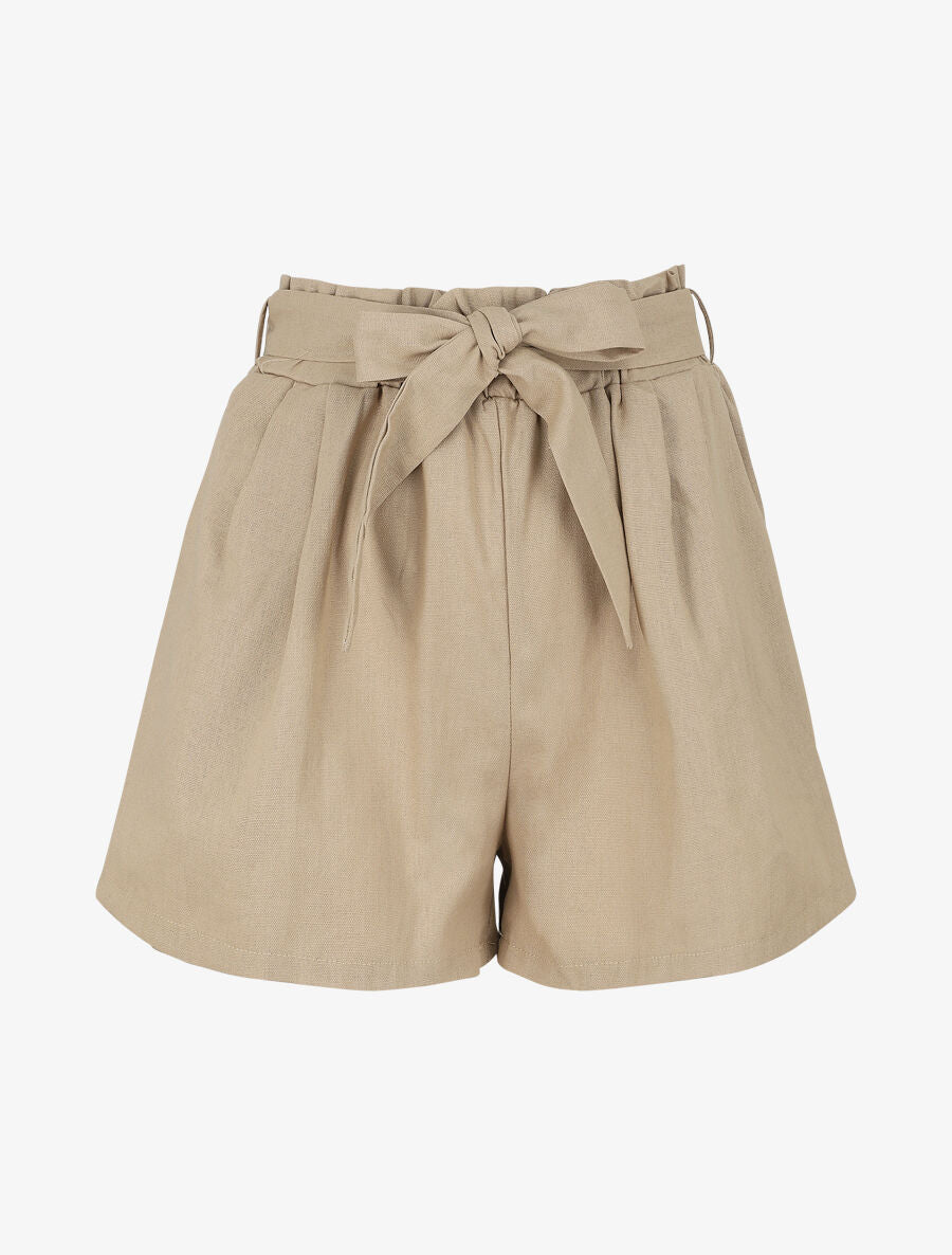 Short paperbag en lin - Beige - 1