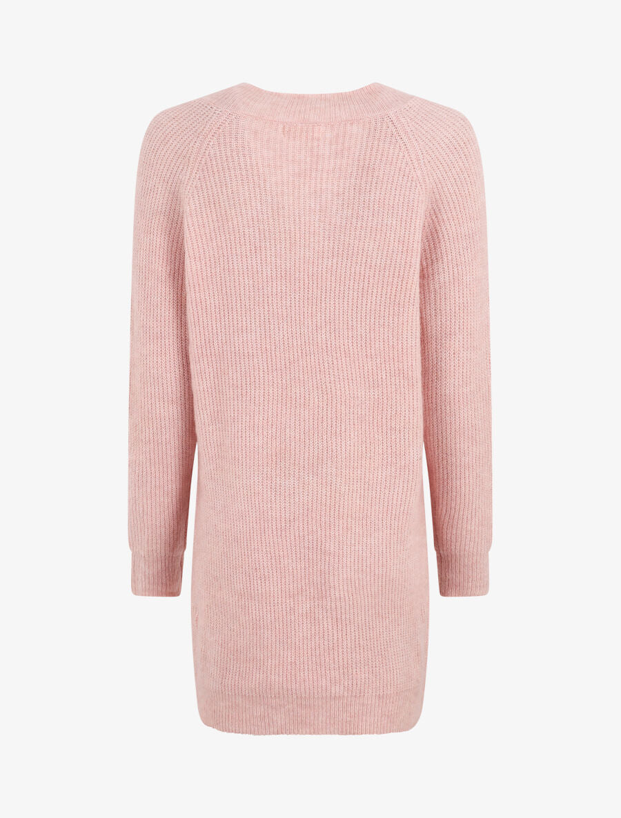 Robe pull à col en V - Rose - 2