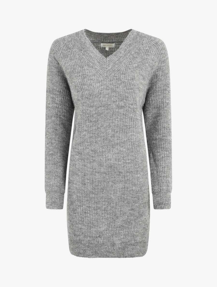 Robe pull à col en V - Gris - 5