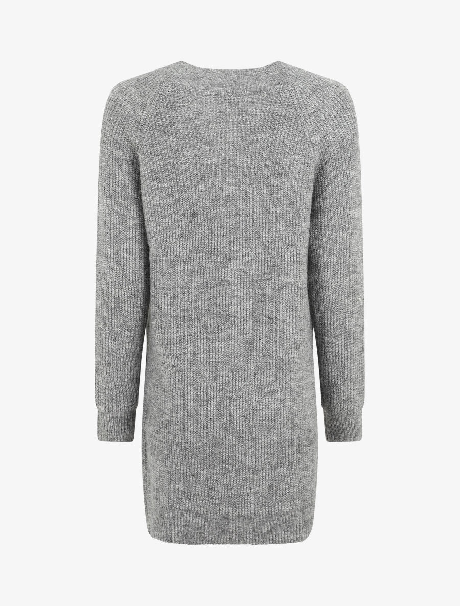 Robe pull à col en V - Gris - 2