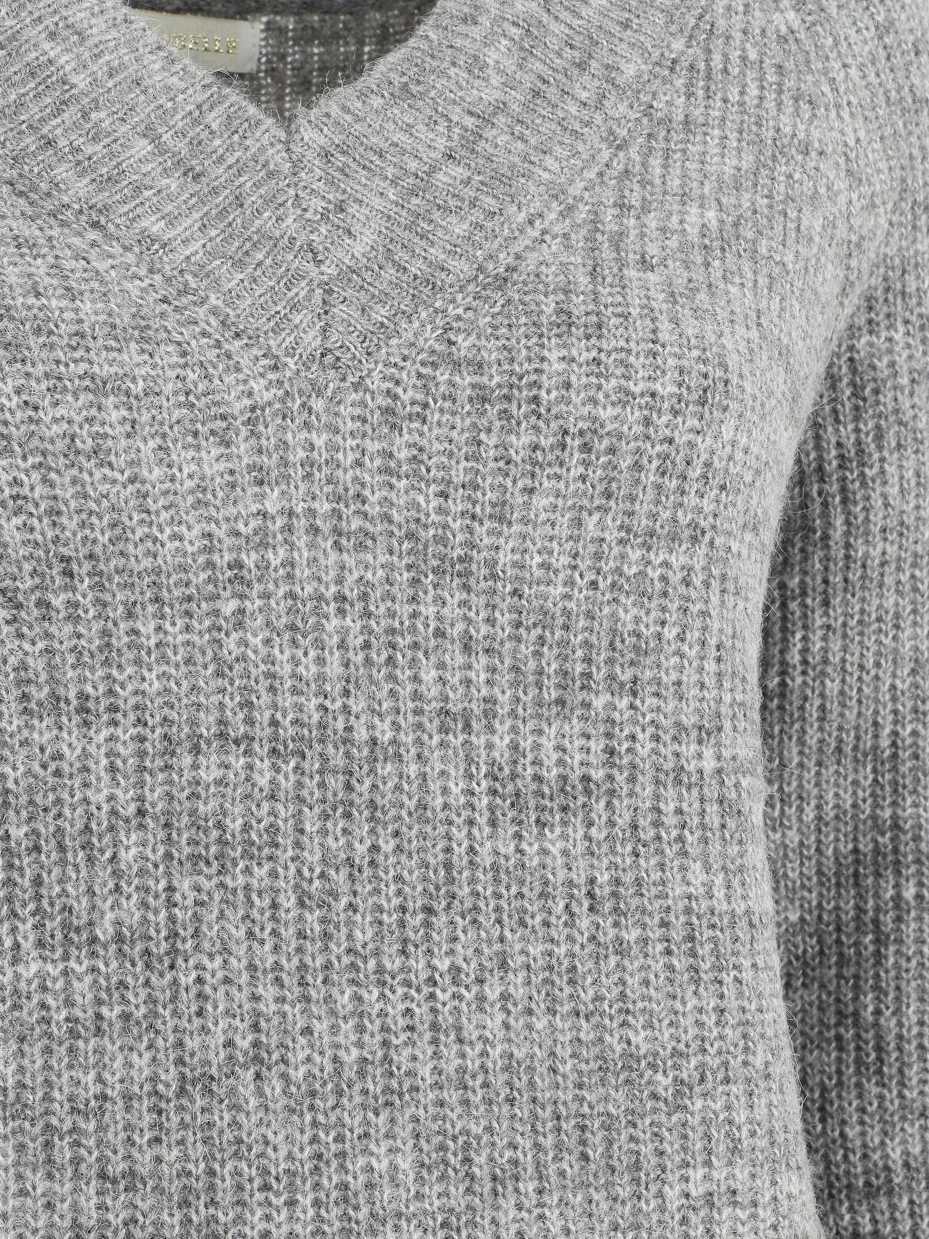 Robe pull à col en V - Gris - 3
