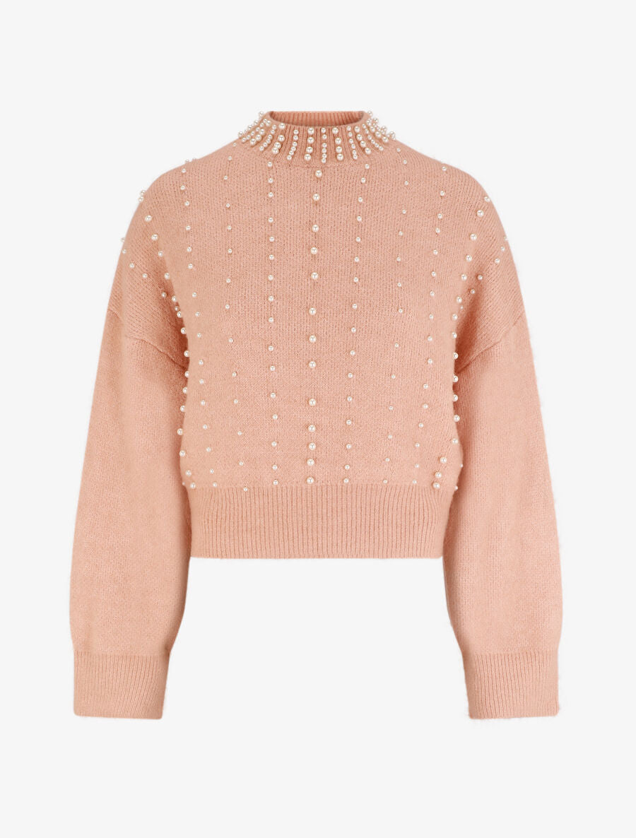 Pull à perles - Rose poudré - 1