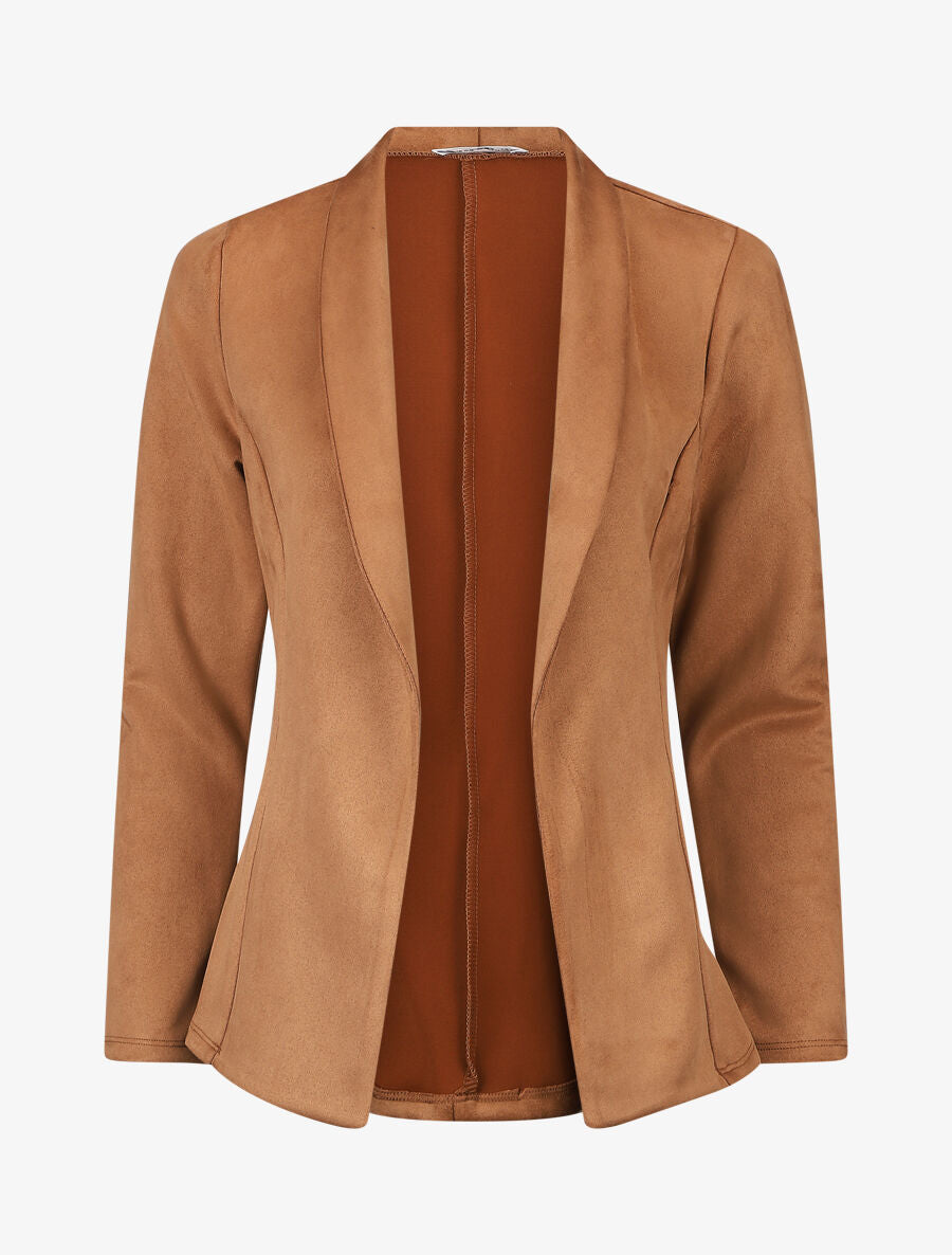 Blazer ajustée en suédine - Camel - 5