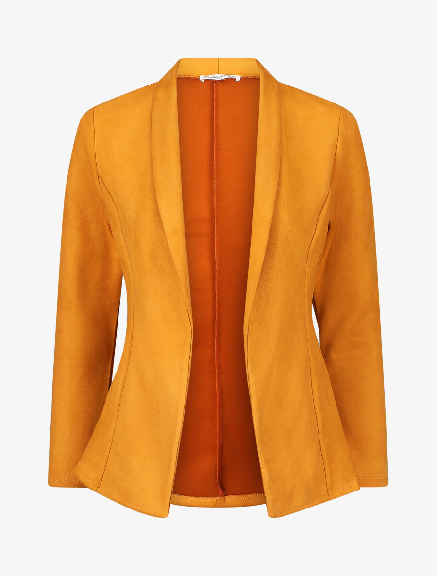 Blazer ajustée en suédine - Moutarde - 1
