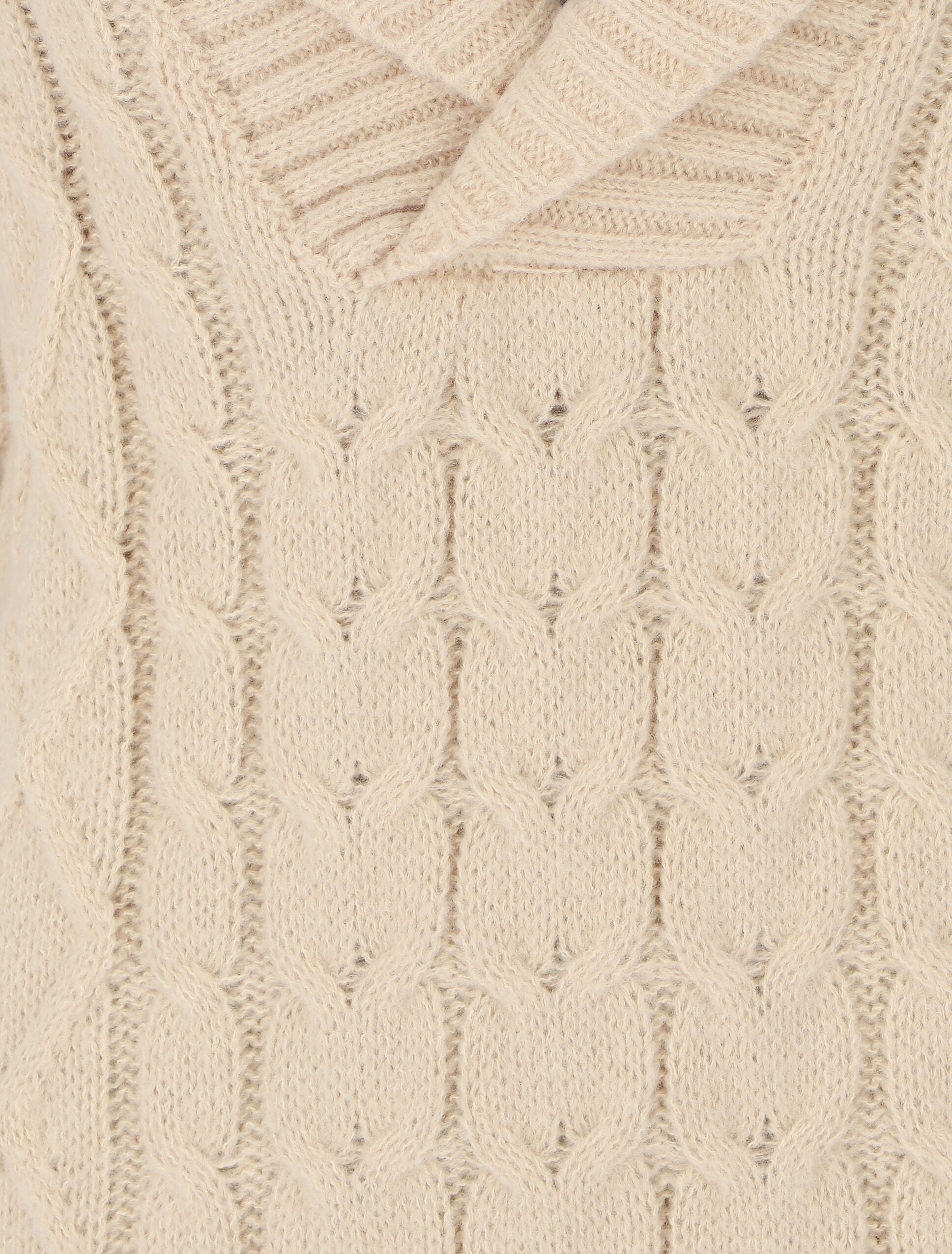Robe pull courte à col châle - Beige - 3