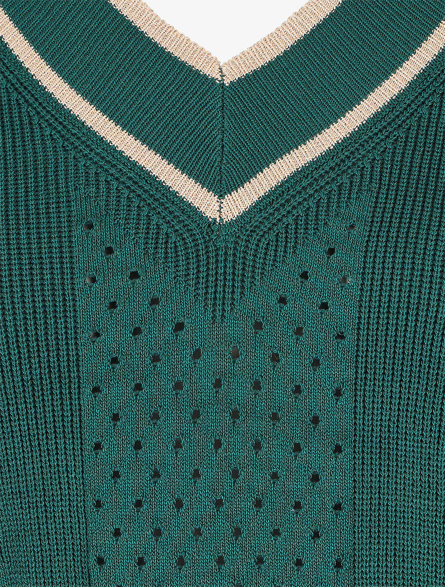 Pull à col V irisé - Vert sapin - 3