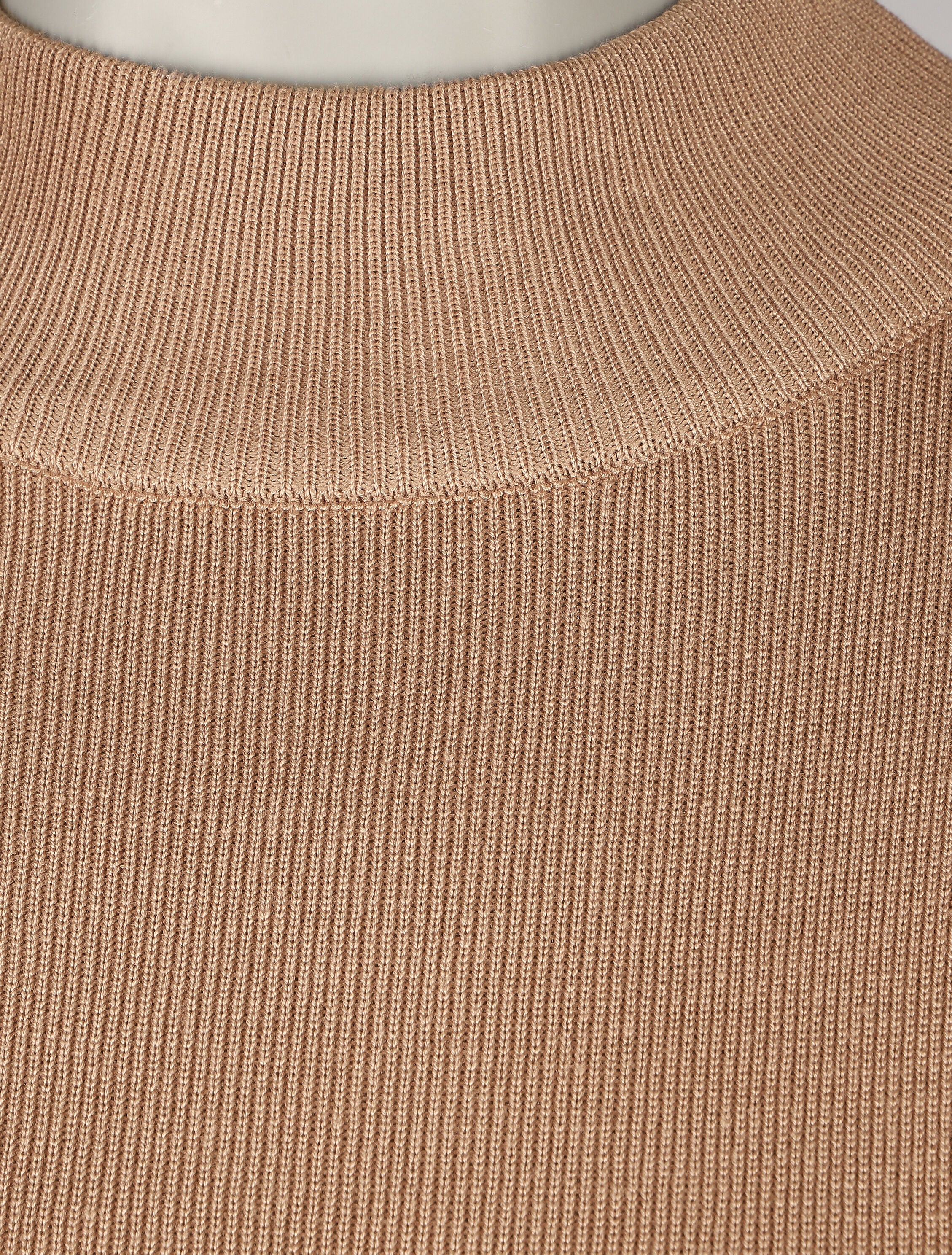 Robe pull à col montant et motifs grec - Beige - 3