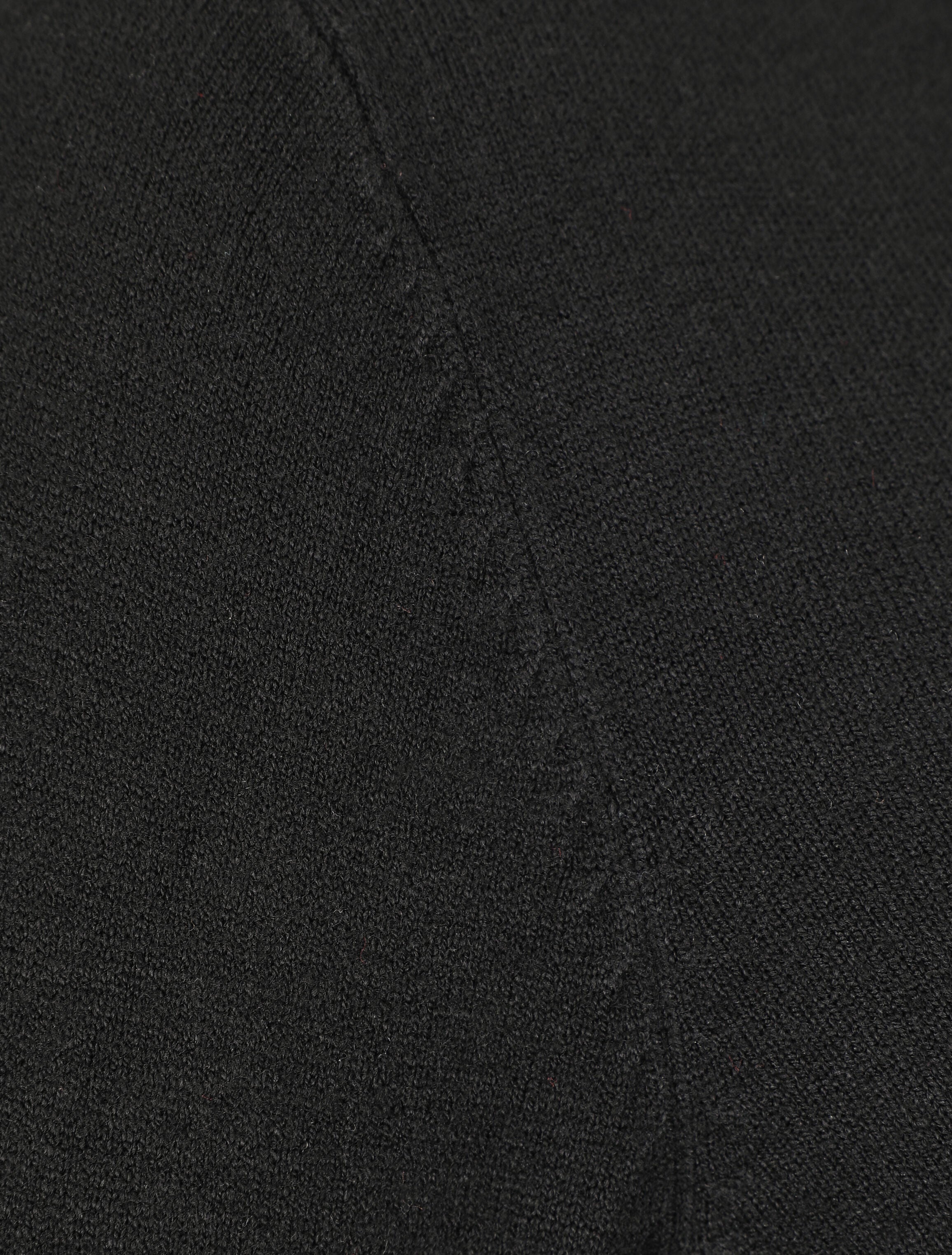 Pull fin en laine mélangée à col V - Noir - 3