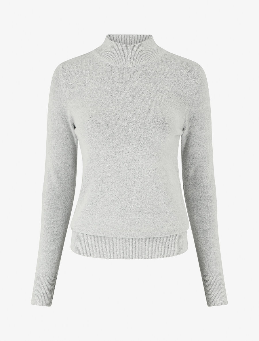 Pull col montant en cachemire mélangé - Gris clair - 5
