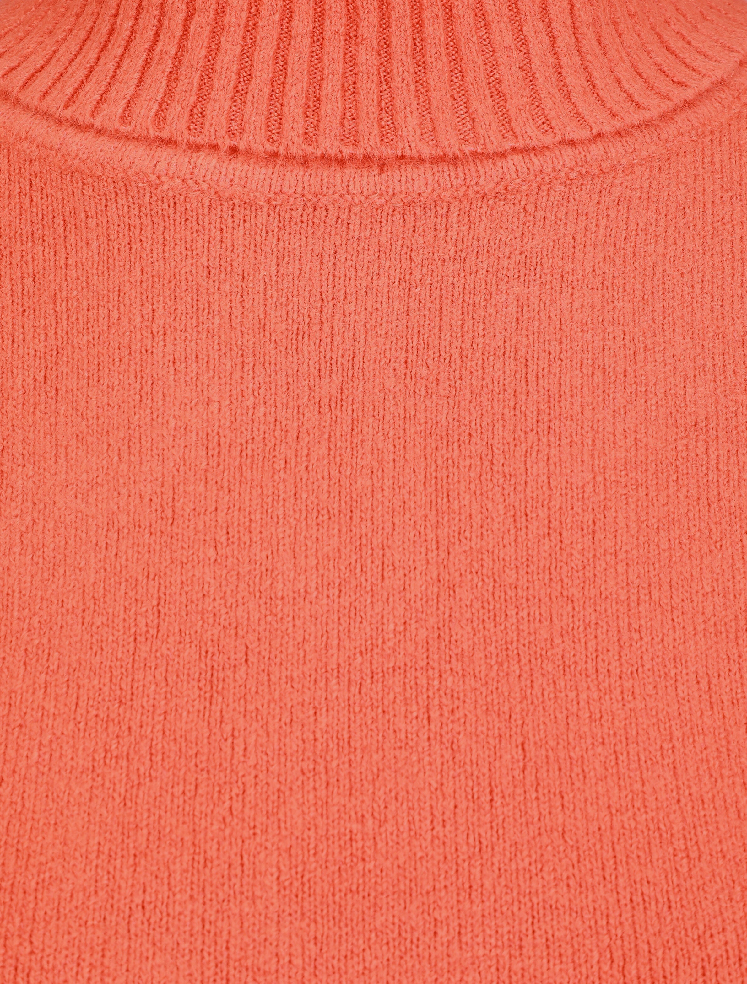Pull col roulé en laine mélangée - Corail - 3