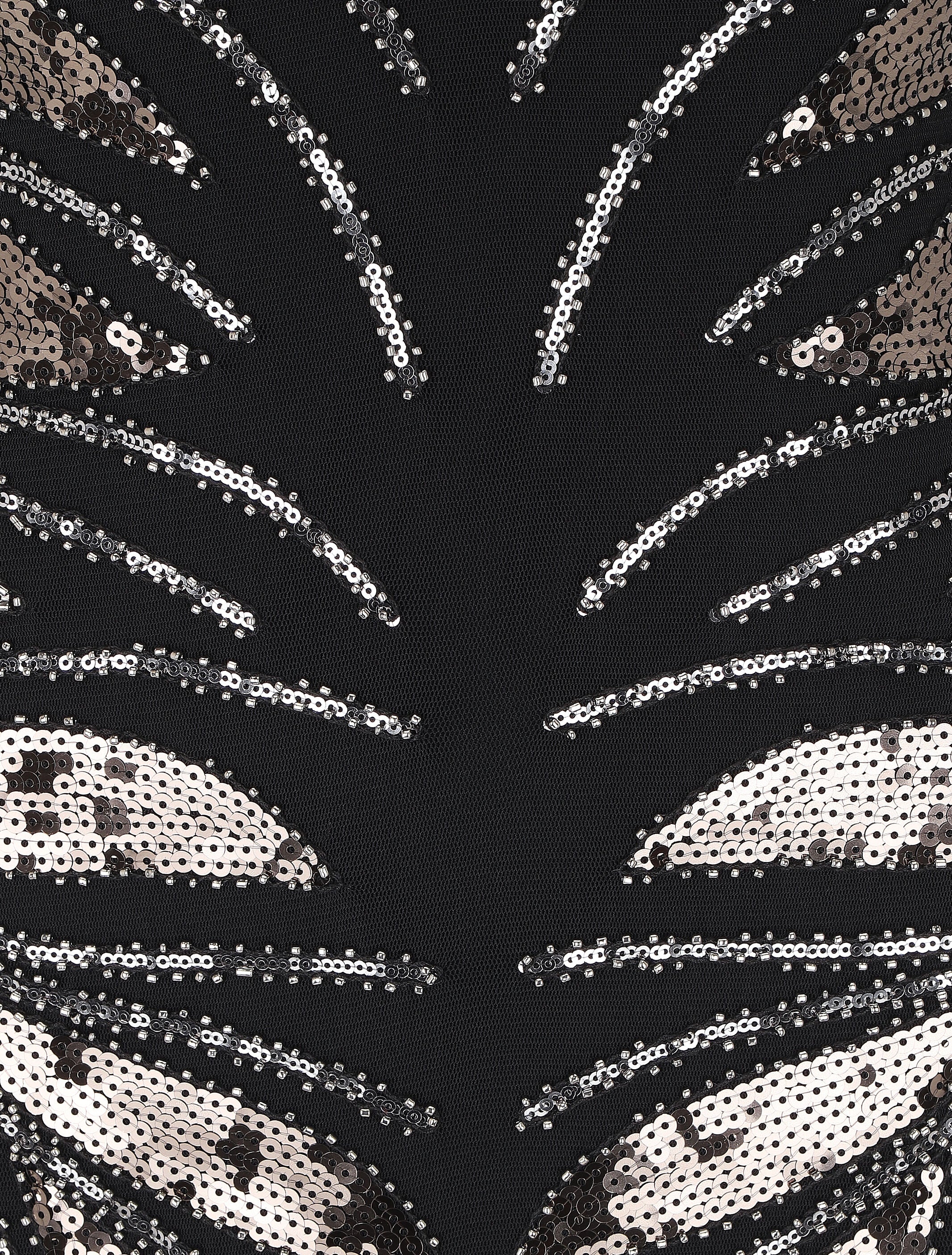 Robe courte sans manches à sequins - Noir - 3