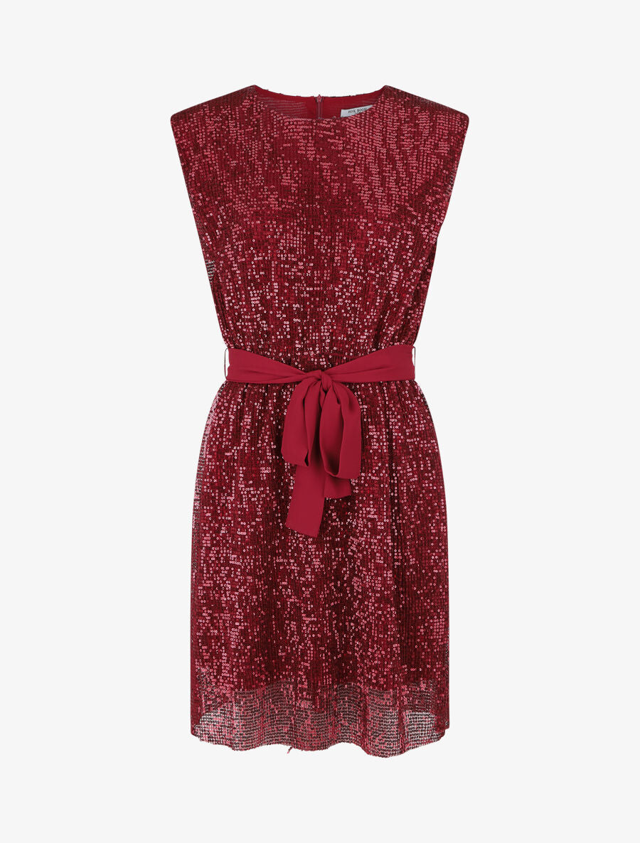 Robe sans manches à sequins - Bordeaux - 1