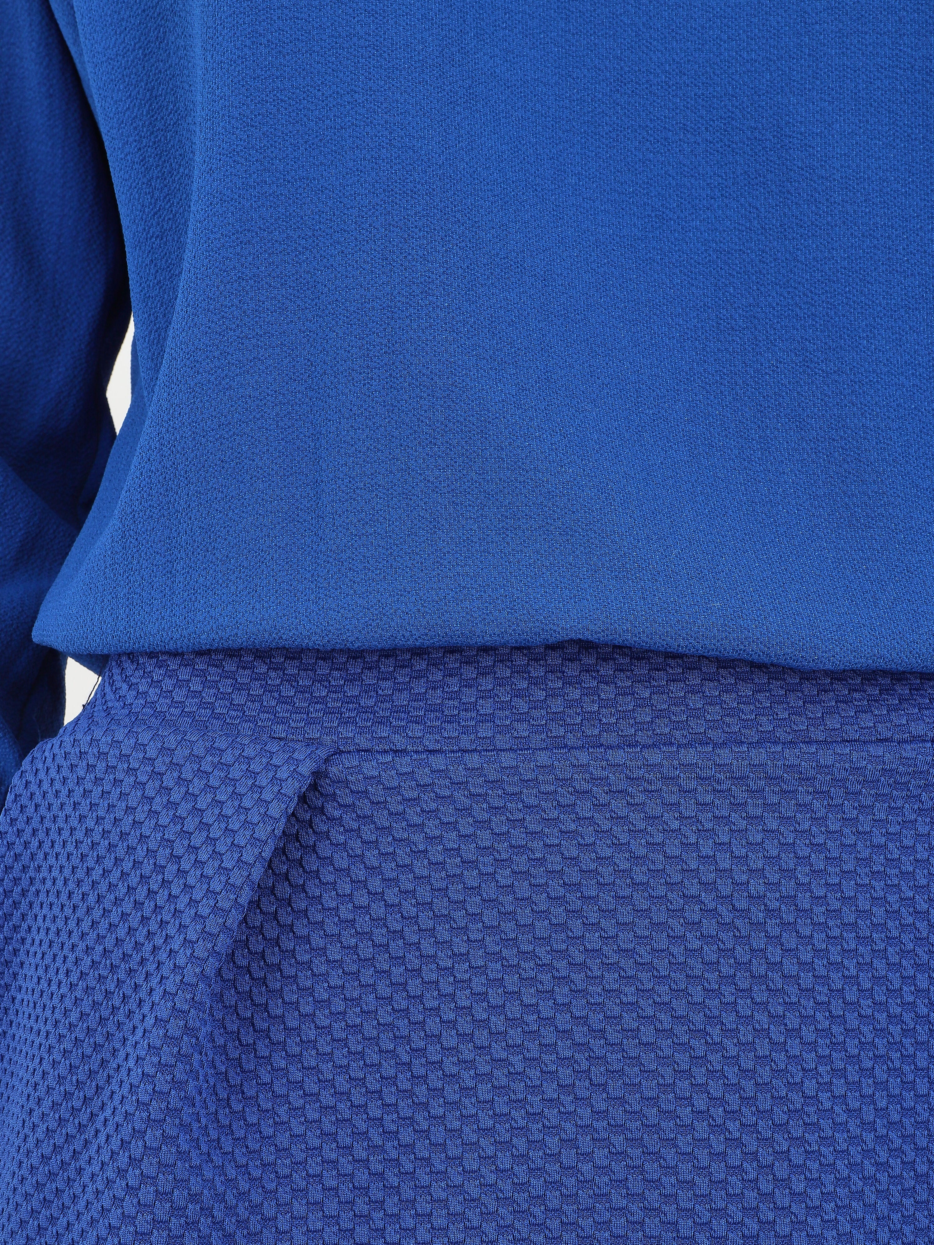 Robe droite bi-matière - Bleu roi - 3