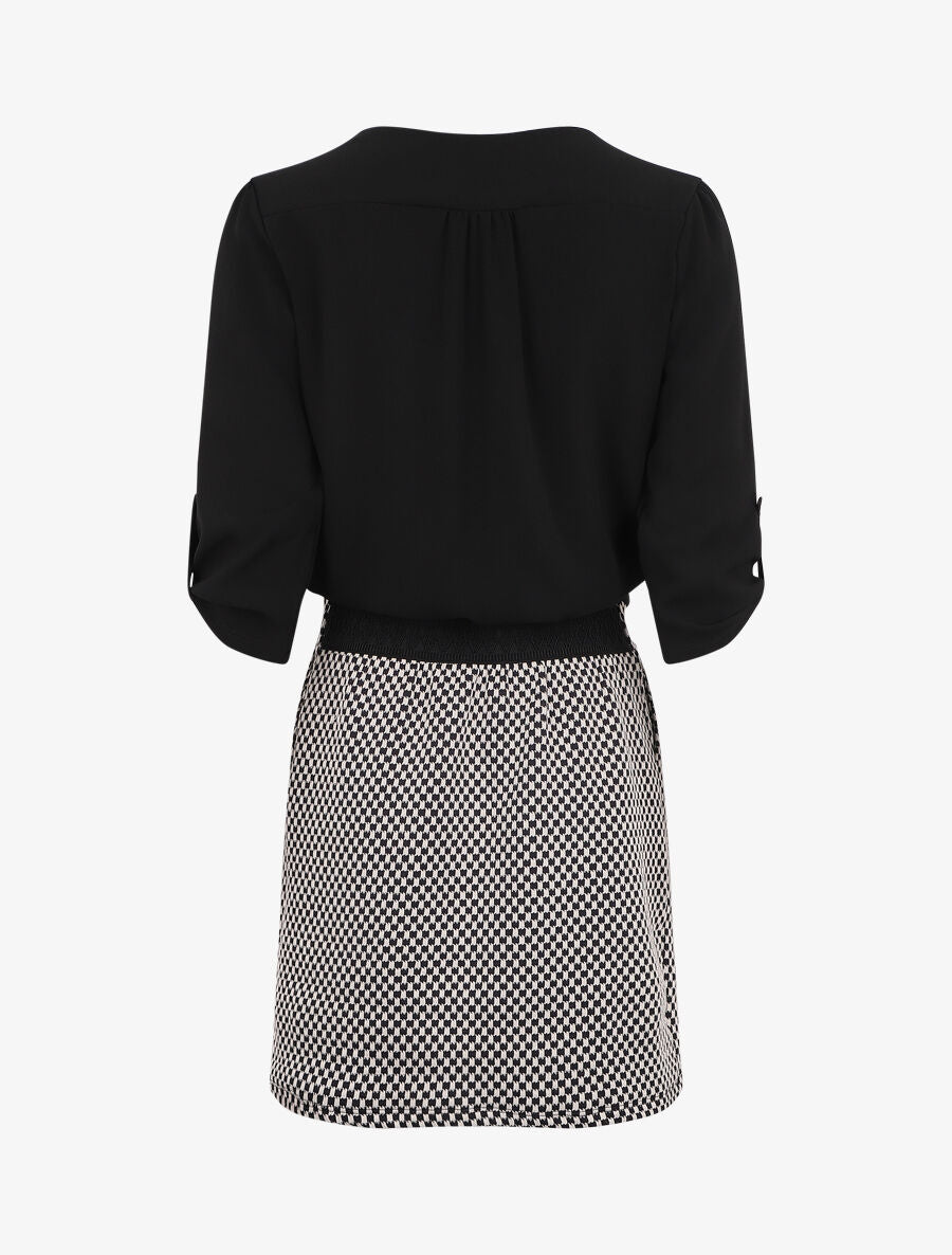 Robe droite à motif damier - Noir/blanc - 2