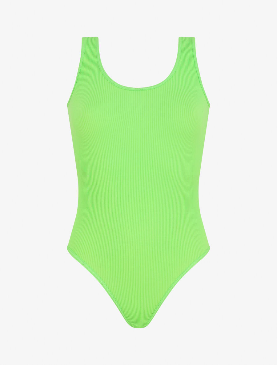 Body uni côtelé - Vert fluo - 4