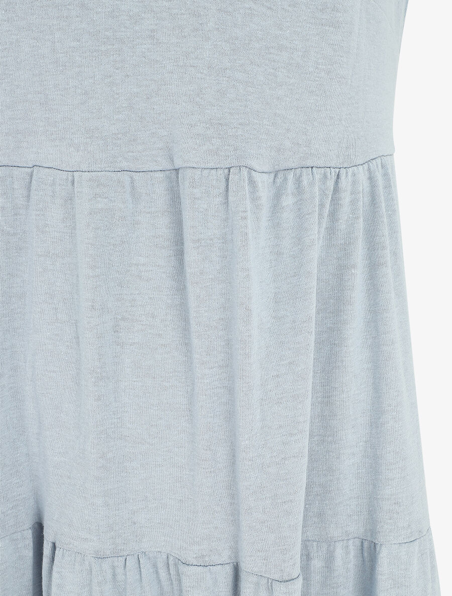 Robe longue à fines bretelles à nouer aux épaules - Bleu ciel - 3