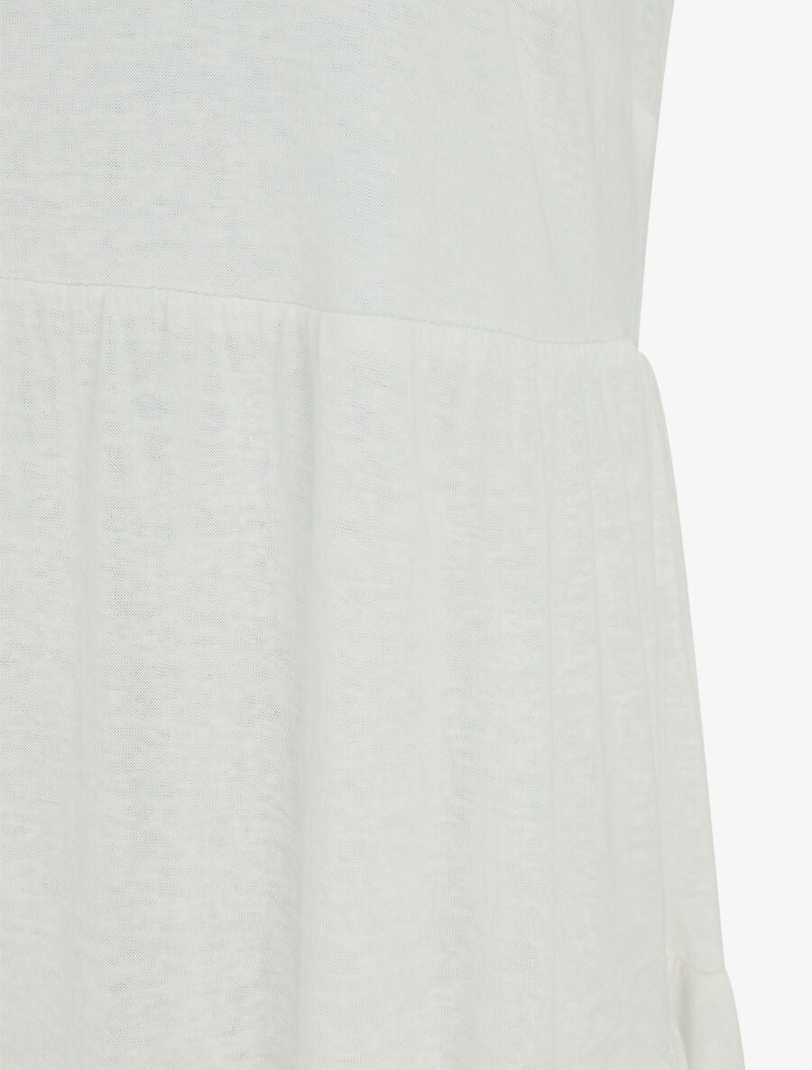 Robe longue à fines bretelles à nouer aux épaules - Blanc - 3