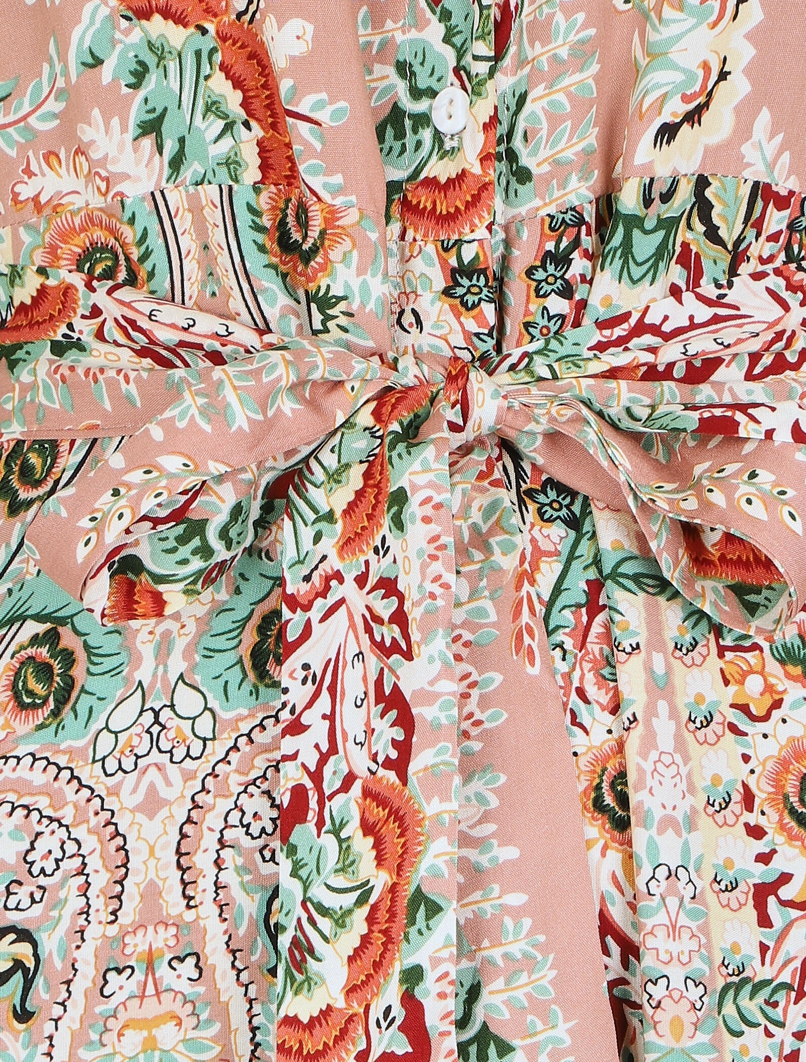 Robe longue sans manches imprimé fleurs stylisées - Rose - 3