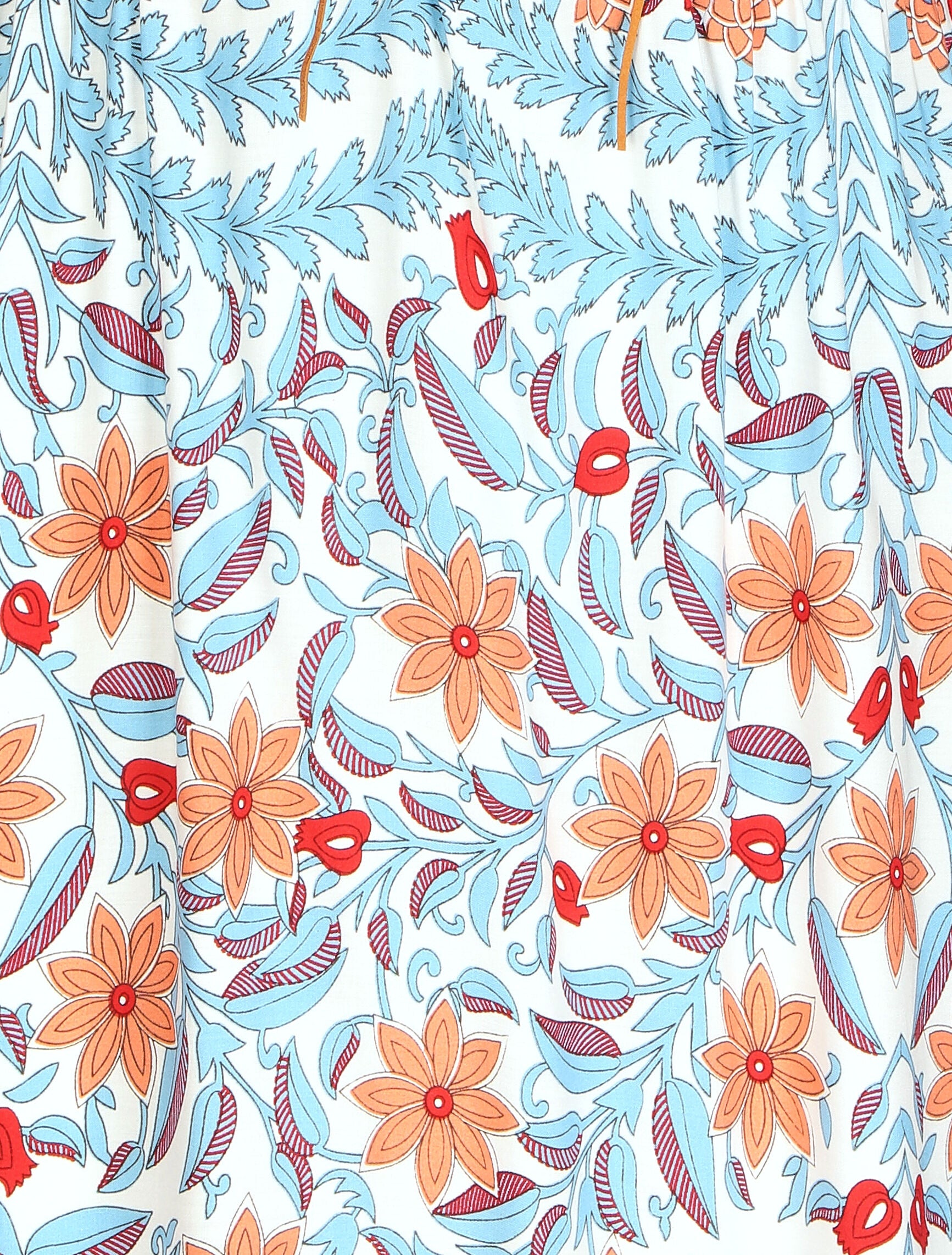 Robe longue bi-matière imprimé fleuri - Blanc - 3