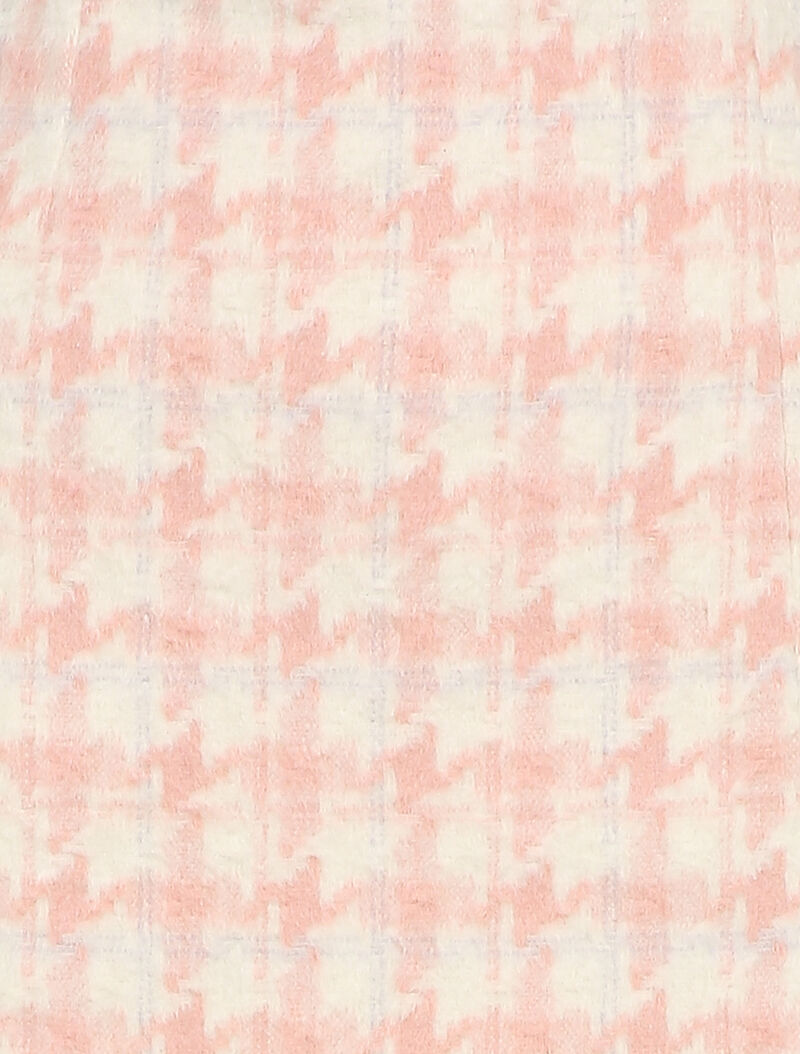 Mini-jupe fendue en feutrine imprimé pied de poule - Rose poudré - 3