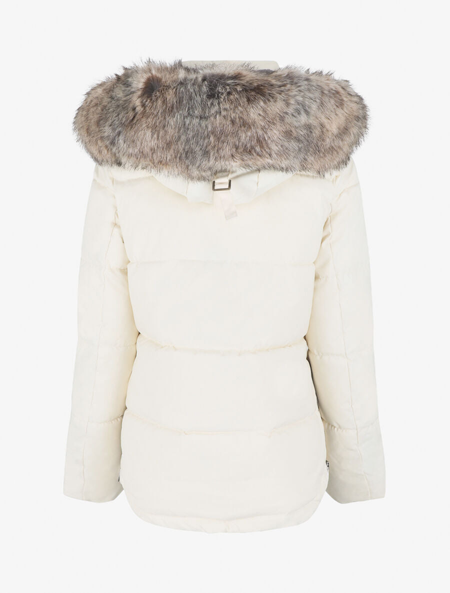 Parka matelassée à capuche fourrée - Écru - 2