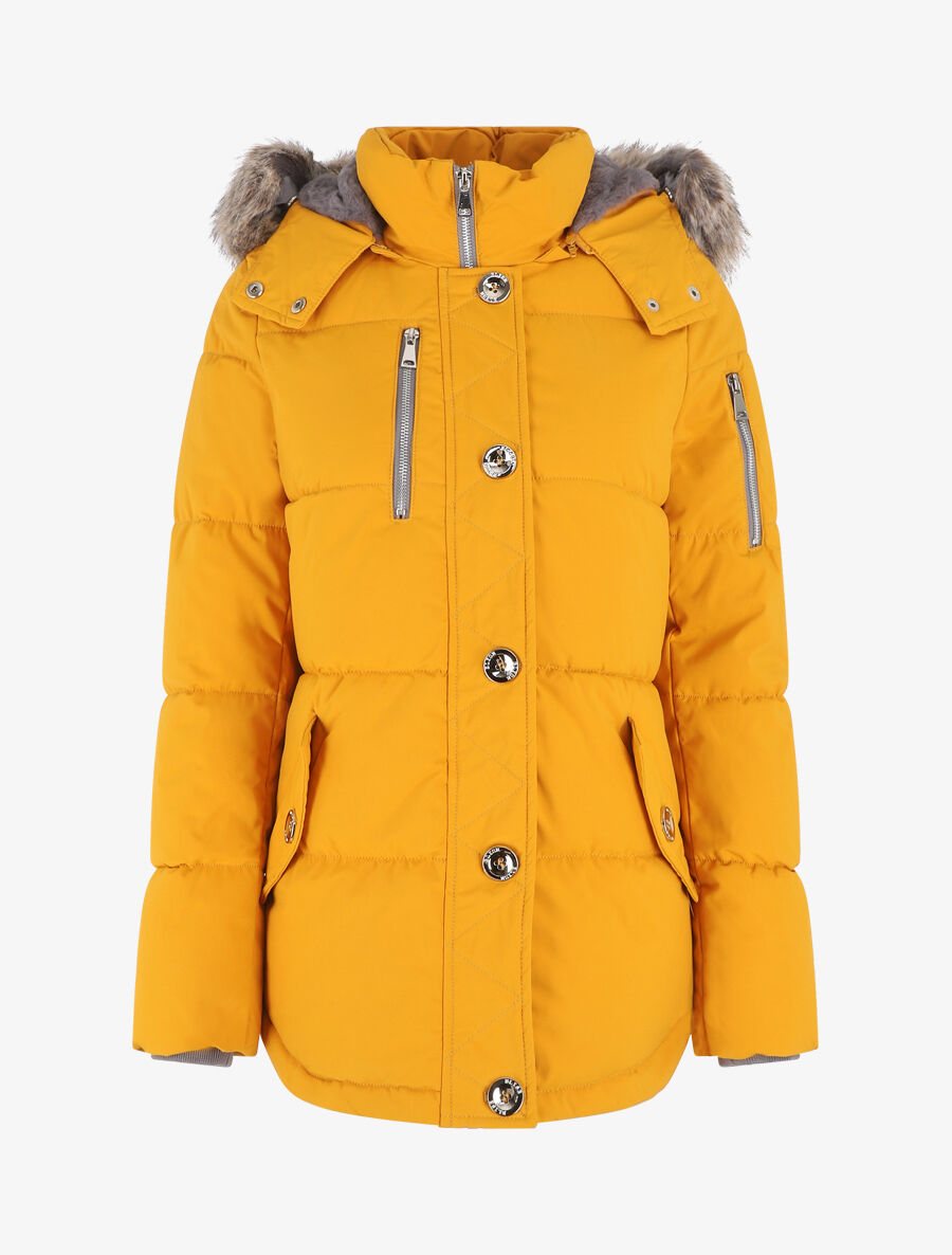 Parka matelassée à capuche fourrée - Moutarde - 1