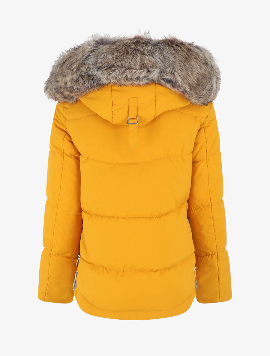Parka matelassée à capuche fourrée - Moutarde - 2