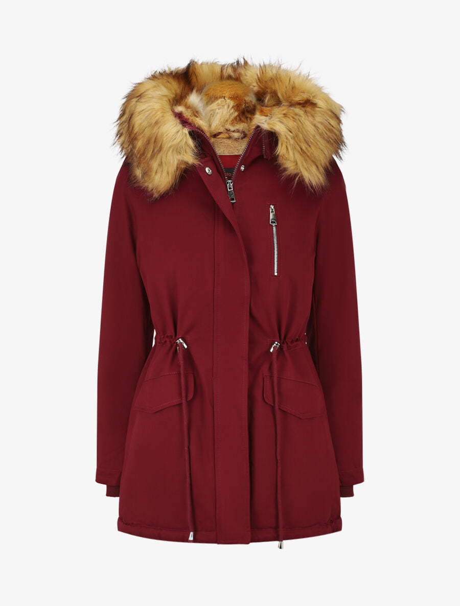 Parka fourrée à capuche - Bordeaux - 1