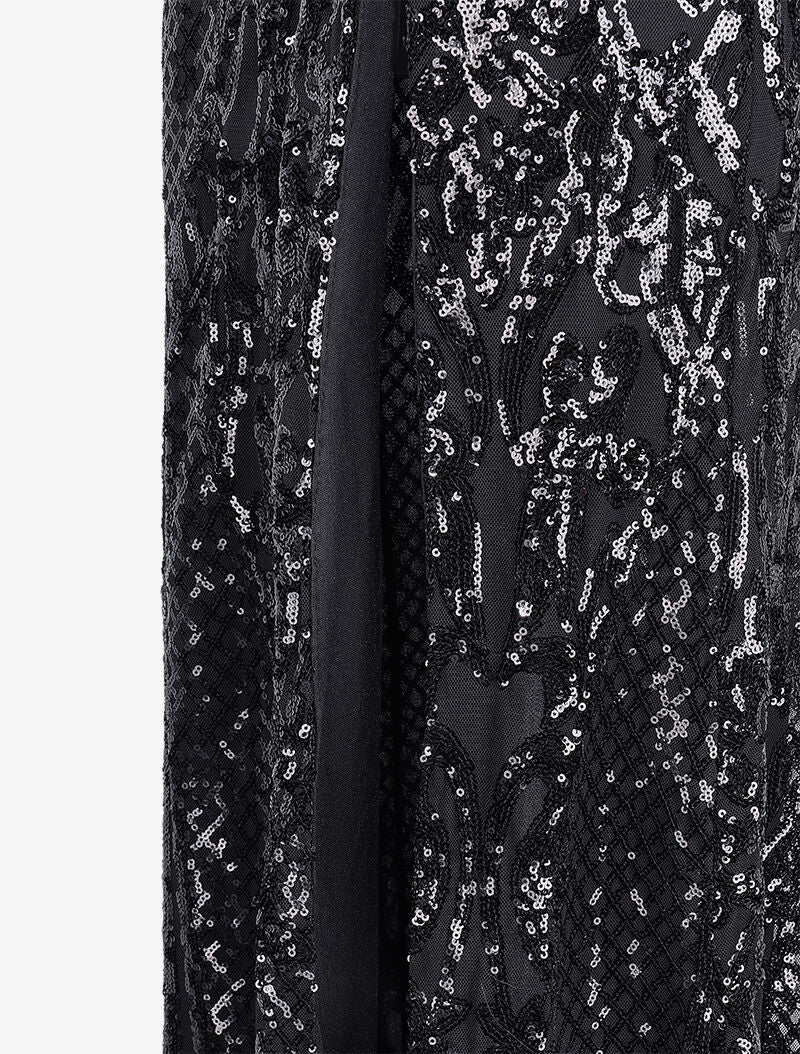 Robe longue fendue à sequins et décolleté dans le dos - Noir - 3