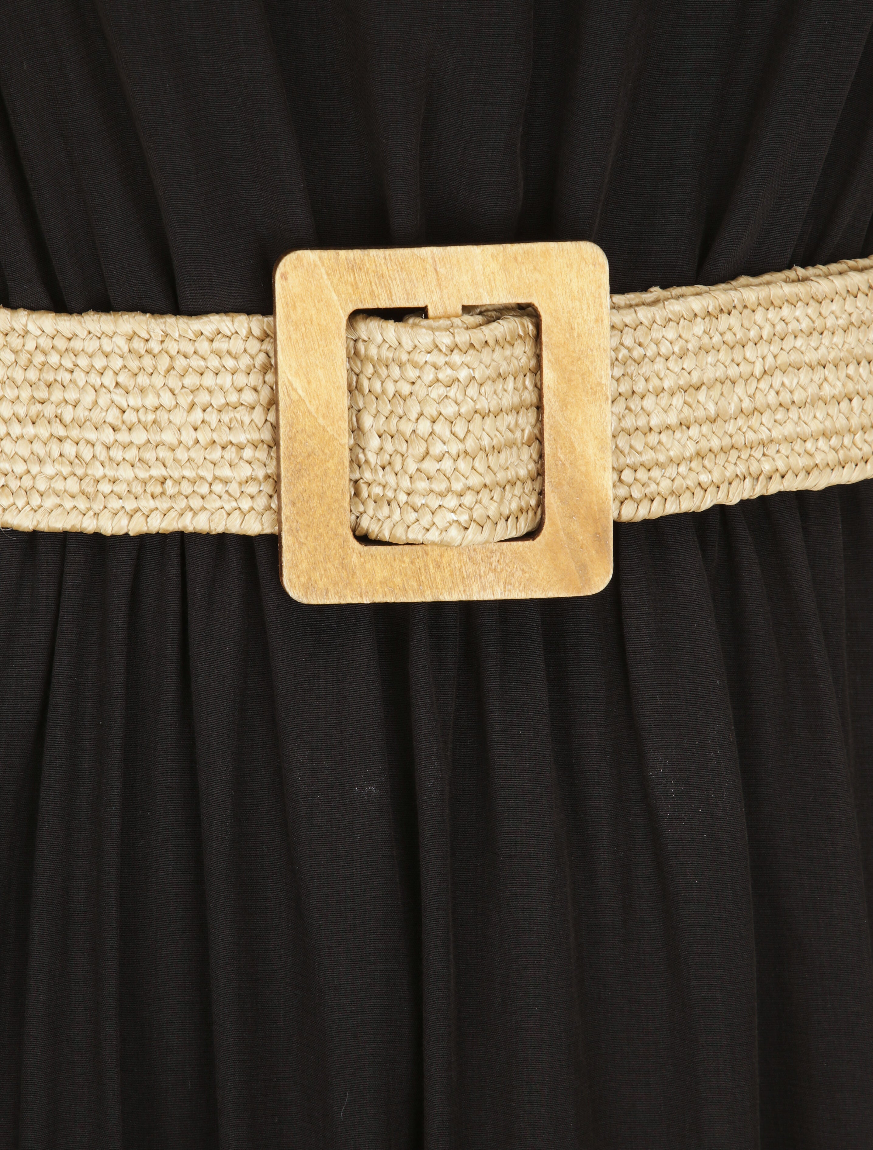 Robe longue unie à bretelles fines - Noir - 3