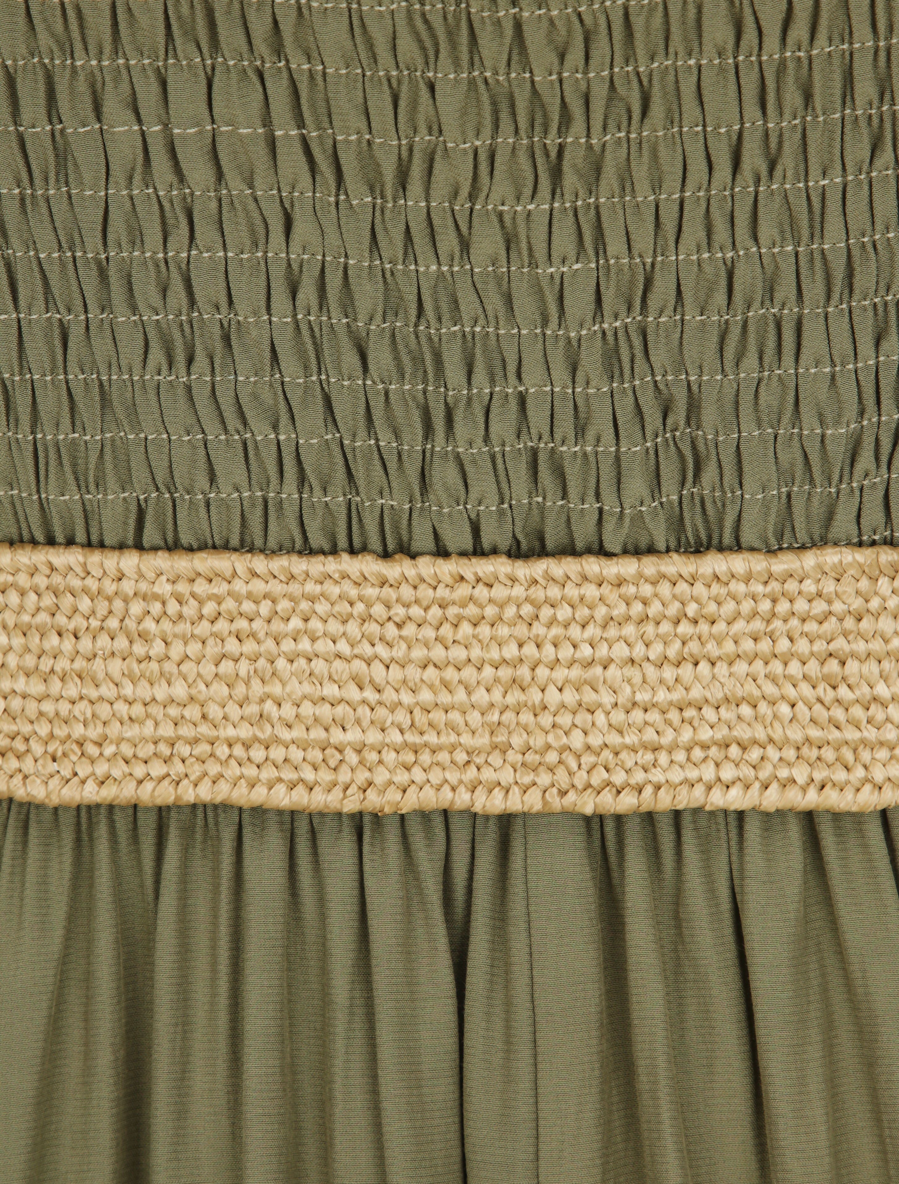 Robe longue unie à bretelles fines - Kaki - 3