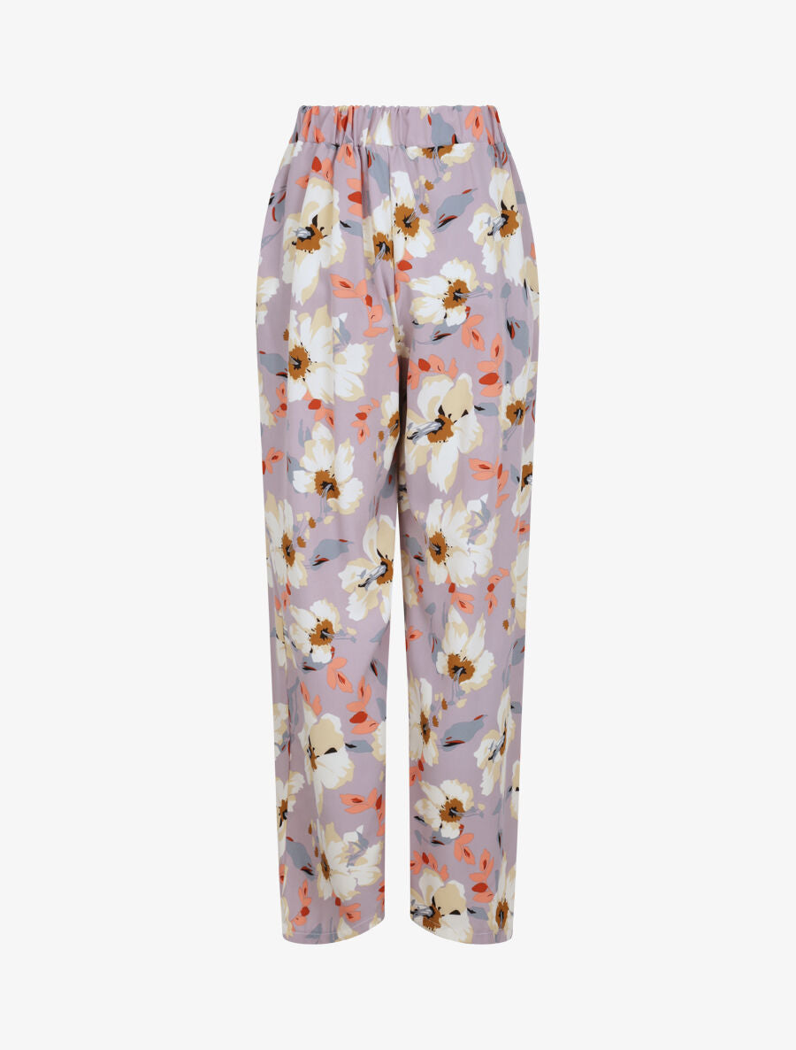 Pantalon wide leg imprimé hibiscus - Lilas - 2
