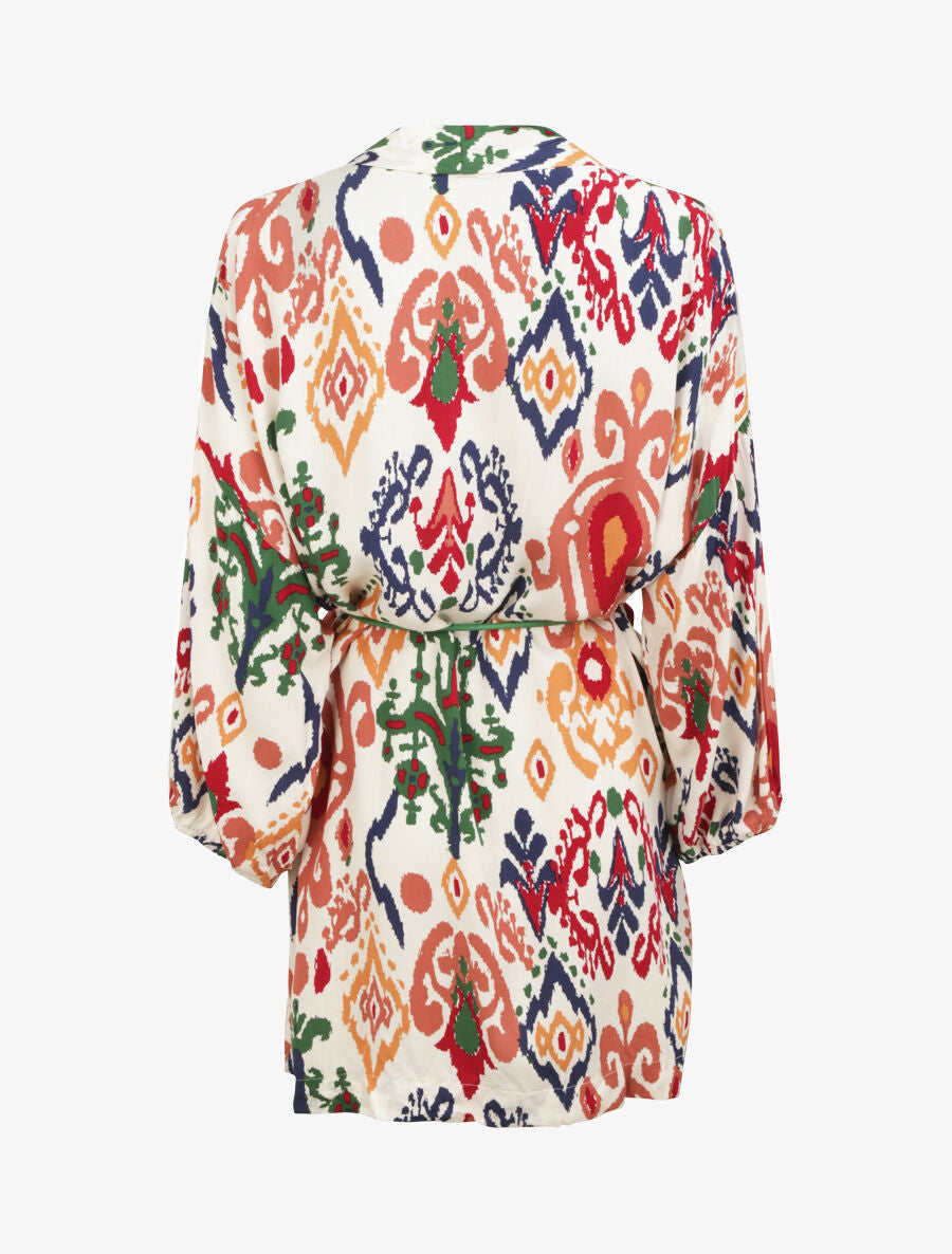 Kimono oversize imprimé aztèque - Blanc - 2