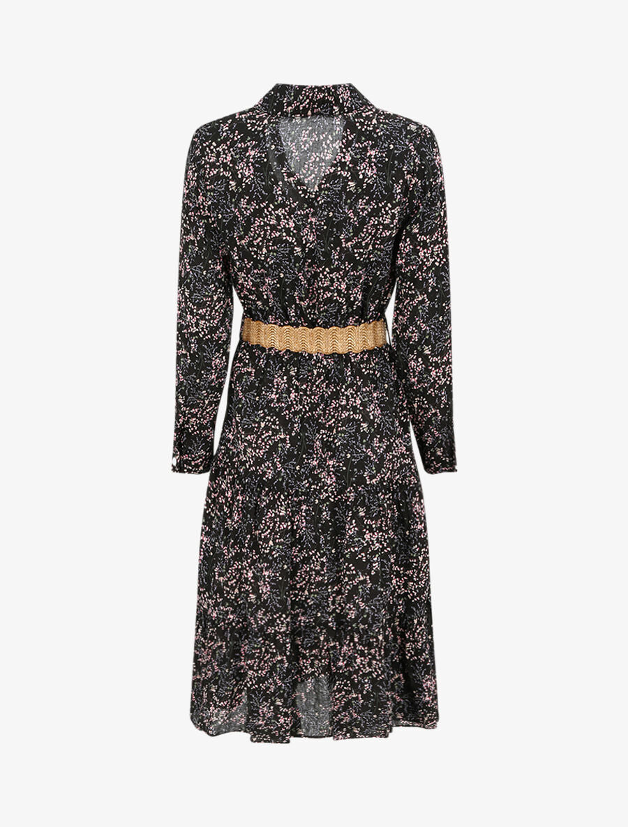 Robe longue à imprimé fleurs des champs - Noir - 2