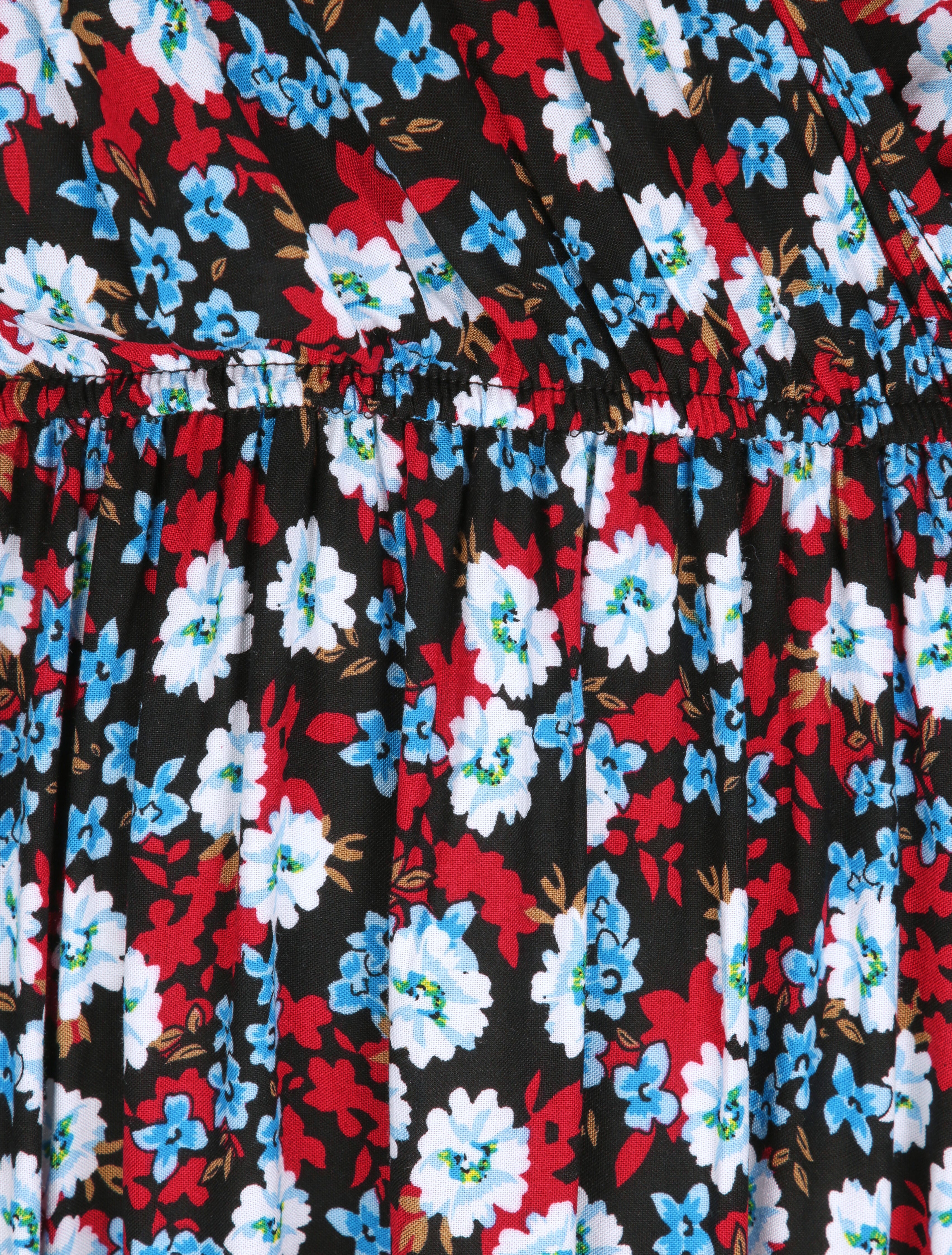 Robe longue à imprimé fleurs printanières - Noir - 3