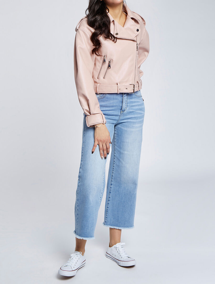 Perfecto en simili à poches zippées - Rose - 4