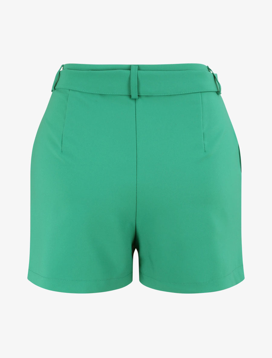Short fluide uni et ceinturé - Vert - 2