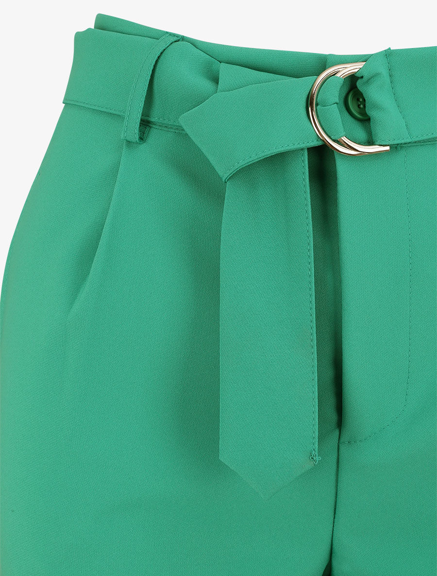Short fluide uni et ceinturé - Vert - 3