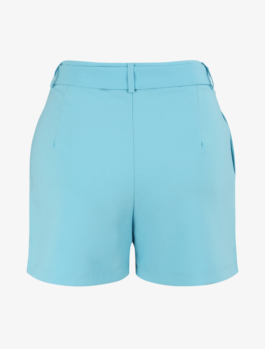 Short fluide uni et ceinturé - Bleu ciel - 2