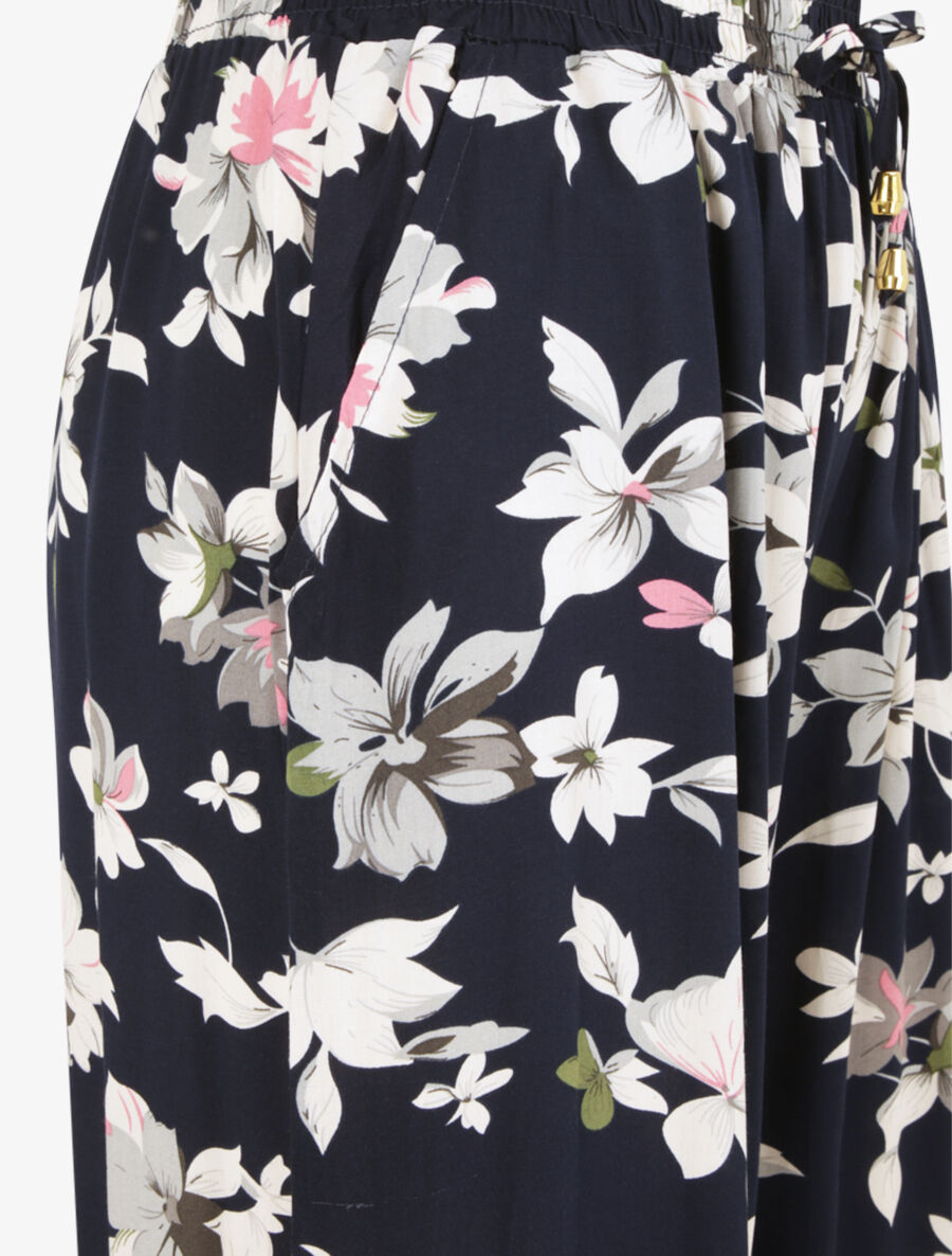 Pantalon ample imprimé été fleuri - Marine - 3