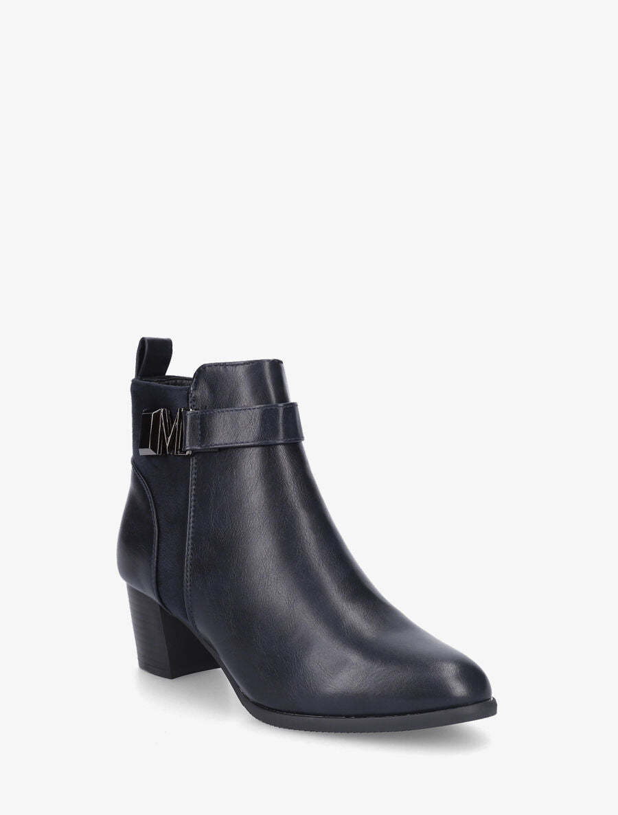 Bottines en simili à boucle fantaisie - Bleu nuit - 3