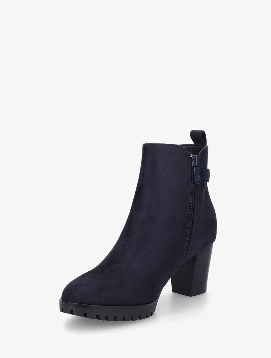 Bottines en suédine à talon - Marine - 3