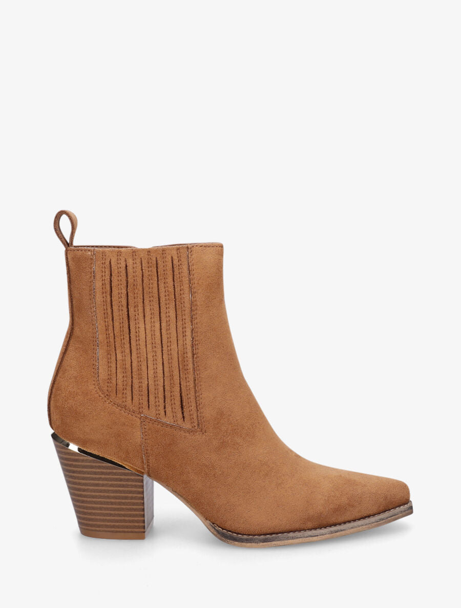Bottines unies style santiags - Camel - 1