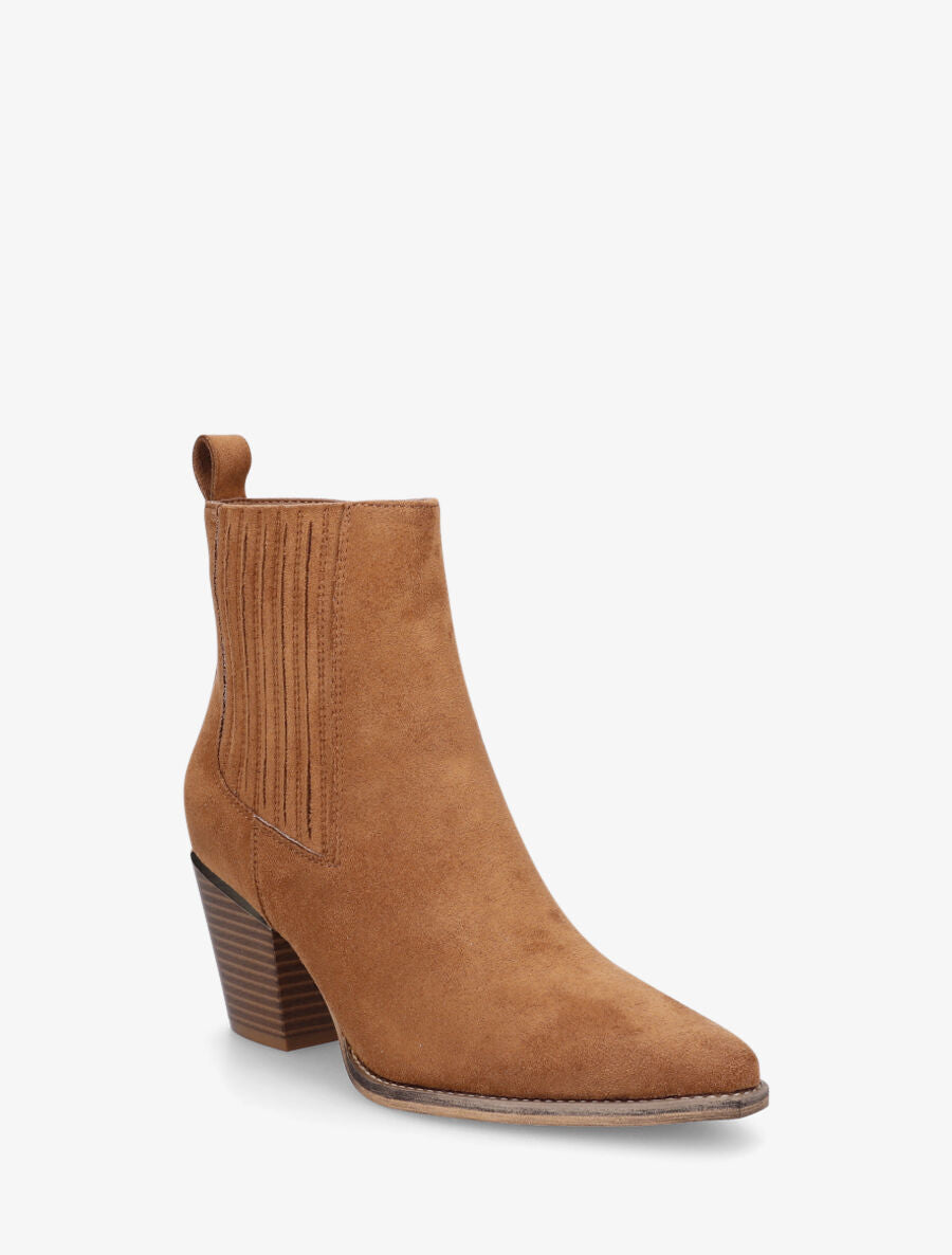 Bottines unies style santiags - Camel - 2